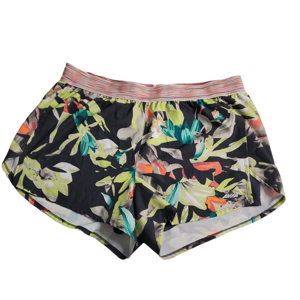 Avia Tropical Floral Gray Running Short Lined Women's Size L 12/14  1547